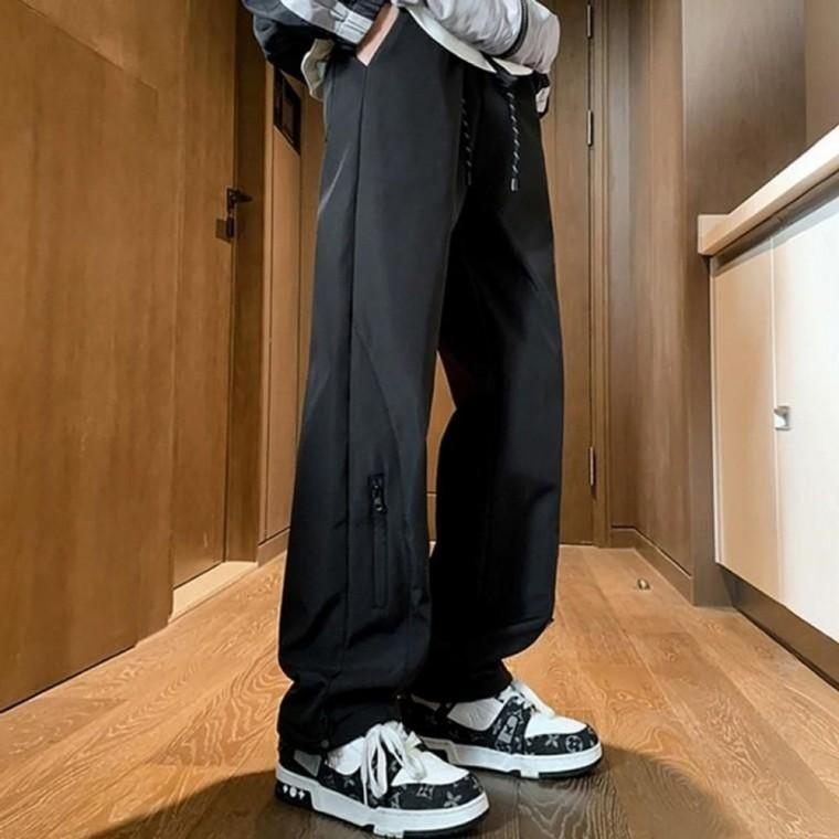남성 겨울 스트릿 패션 기모 안감 허리 밴딩 사이드 포켓 방한 바지 방풍 바지 남자 패딩 남성