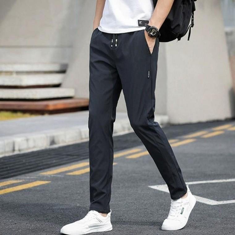 남성 외출 패션 겨울 기모 안감 허리 밴딩 가벼운 남성 바지 패딩 바지 방풍 남자 남성