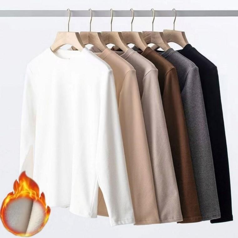 티셔츠 4컬러 긴팔 무지 남자 라운드넥 기모 얇은 기본