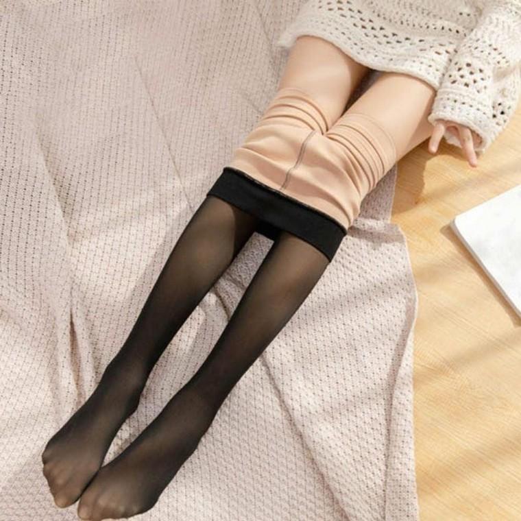 여성 겨울 착시 페이크 살스 기모스타킹 융털타이즈