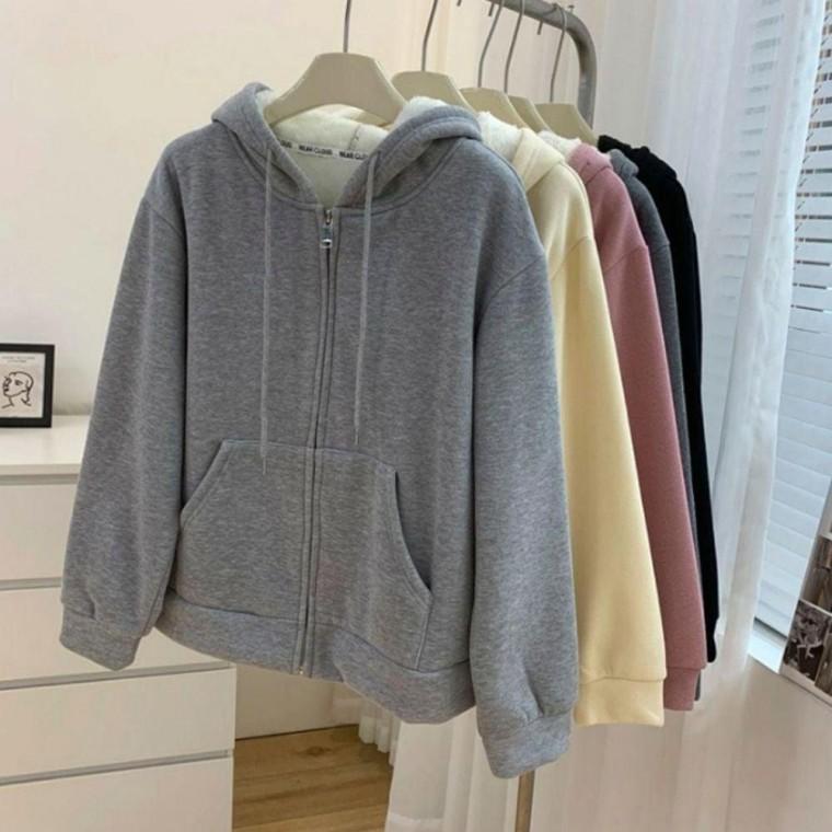 여성 겨울 데일리 인조양털 뽀글이 기모 후드집업 3색