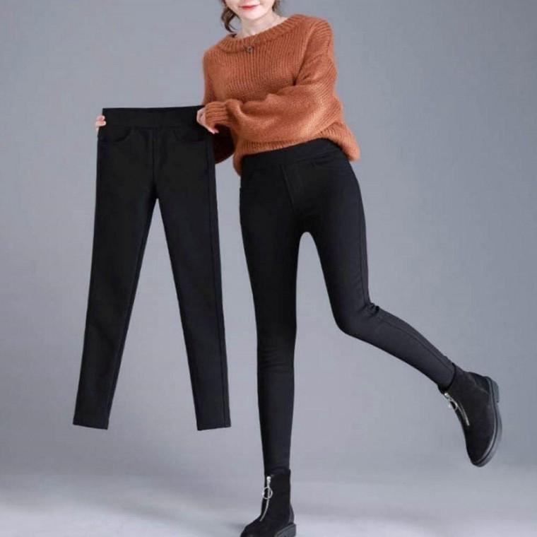 여성 퍼안감 기모바지 일자핏 밴딩팬츠 겨울 스키니 2색
