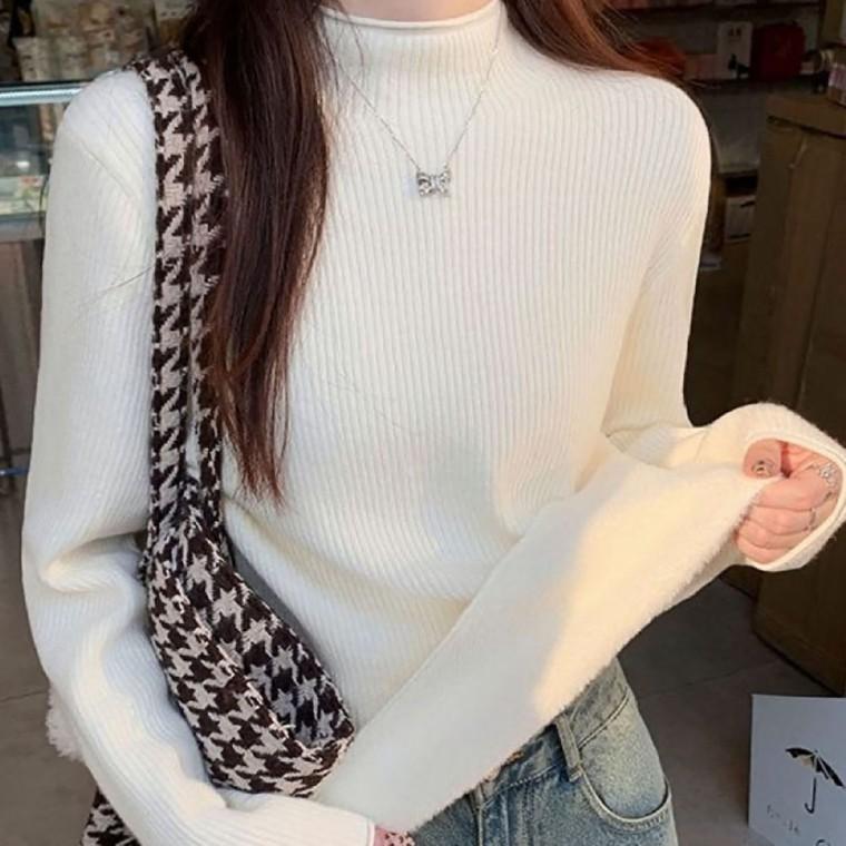 반목 슬림라인 골지 기모 티셔츠