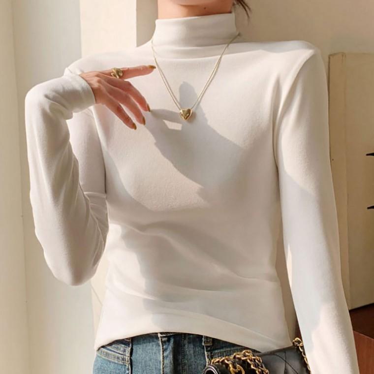 심플 무드 하프넥 기모 이너 탑