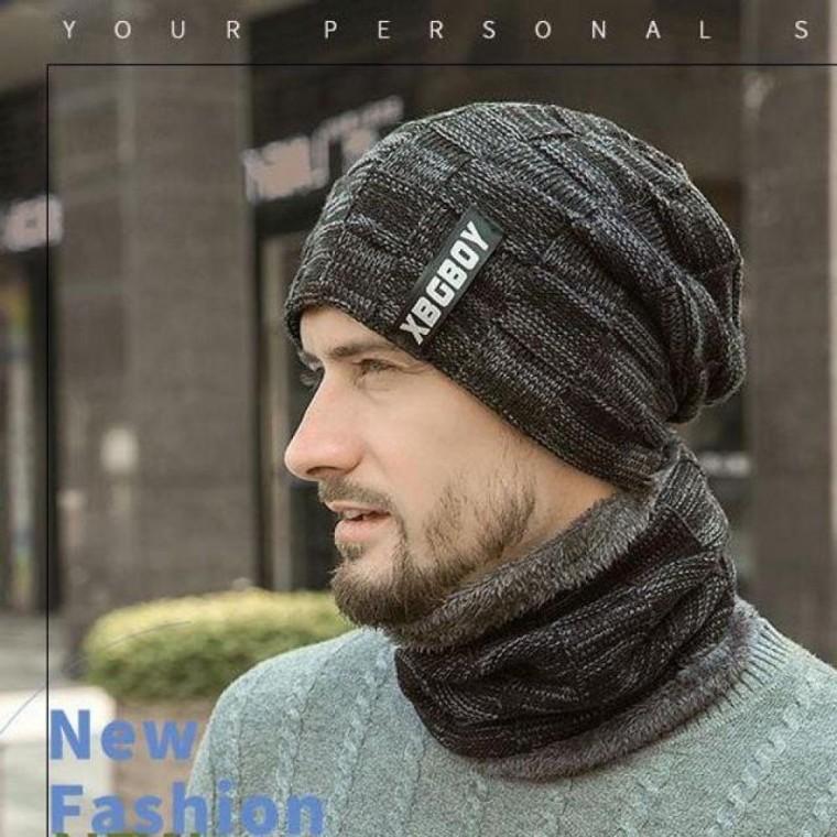 키밍 CAP 기모 비니 넥워머 세트 남성 알파벳