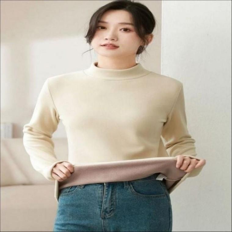 이너 겨울 3색 목티 반폴라 여성 후리스 기모티셔츠