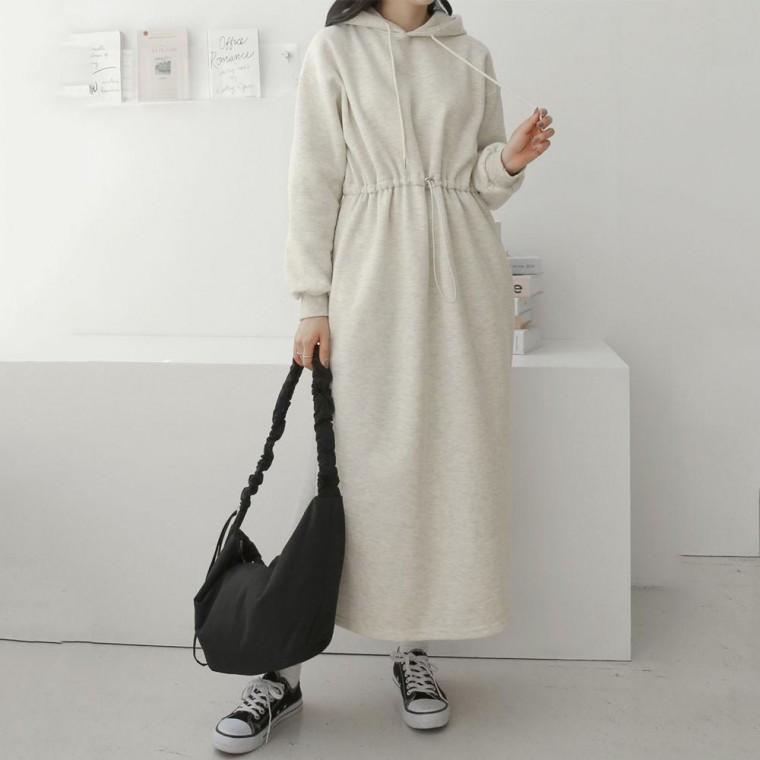 스트링 후드 기모 빅사이즈 원피스다솜결