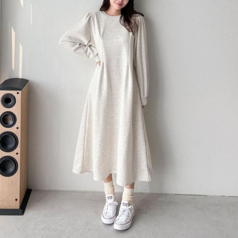 퍼프 롱 빅사이즈 기모 원피스다솜결