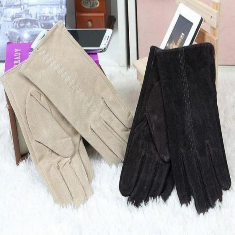 여성 방한 스티치 기모 가죽 겨울 보온 스포츠 장갑 여자