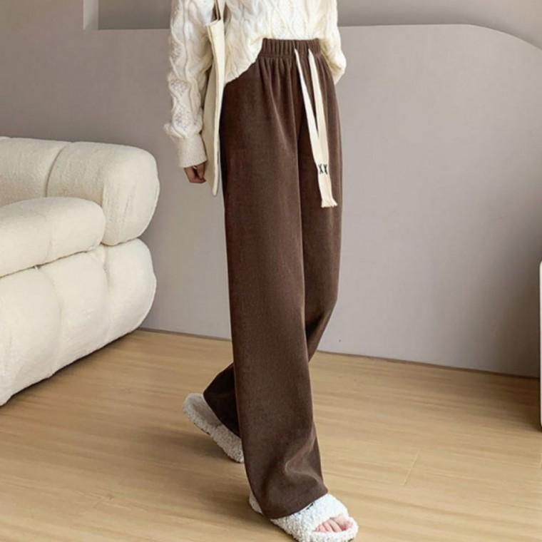 골덴 기모바지 여성 여자 일자 겨울 와이드 코듀로이팬츠 융털밴딩팬츠 츄리닝바지