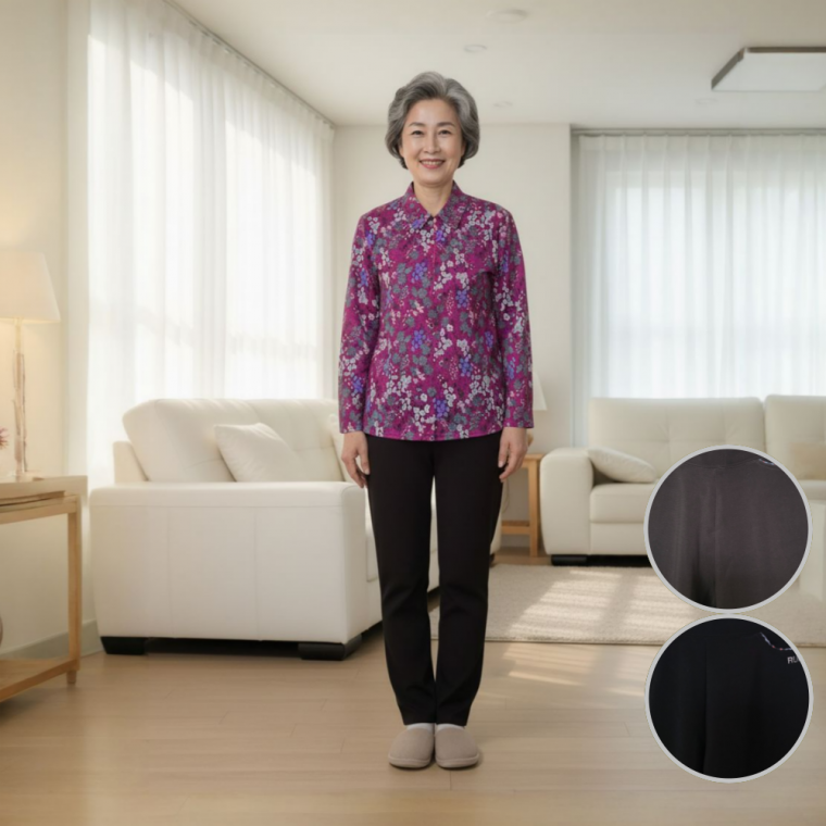 할머니 중년 겨울 방한 밴딩 기모 바지