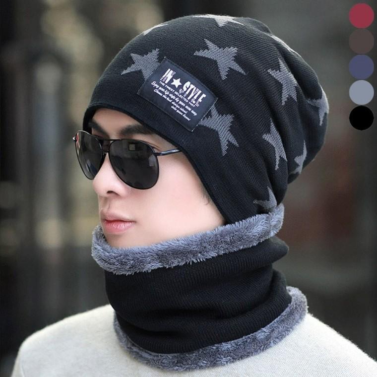 기모 방한 안감 겨울 융털 넥워머 비니 남자 세트