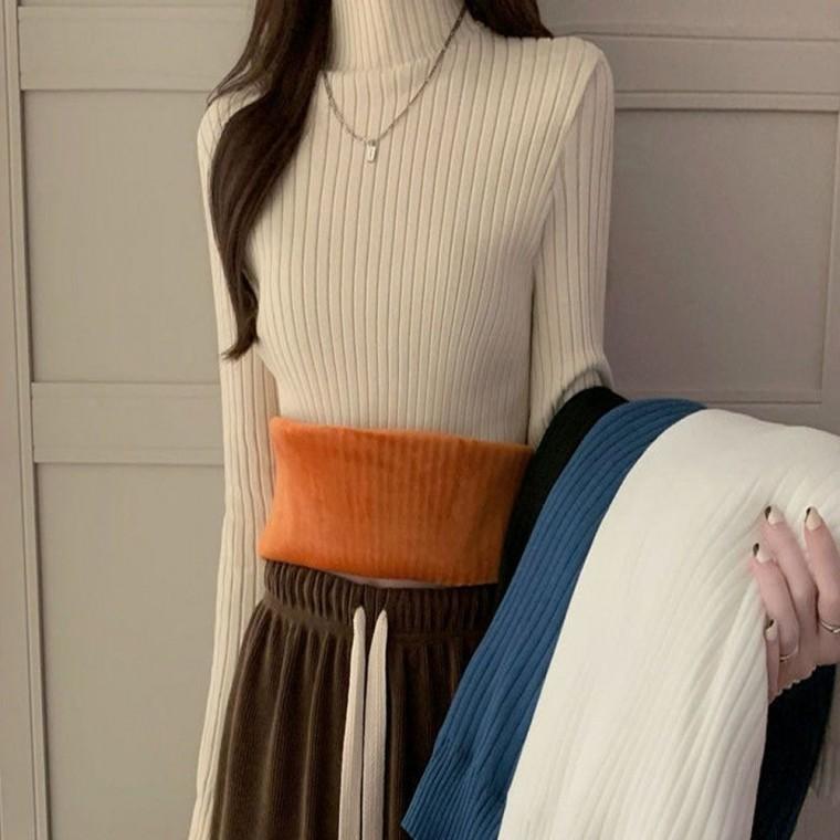 니트 여자 대비 목폴라 기모안감 겨울 골지 추운