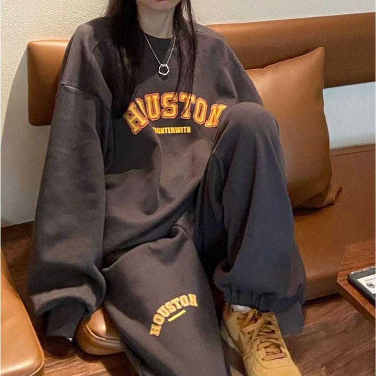 맨투맨 겨울 여자 기모안감 세트 조거팬츠 데일리