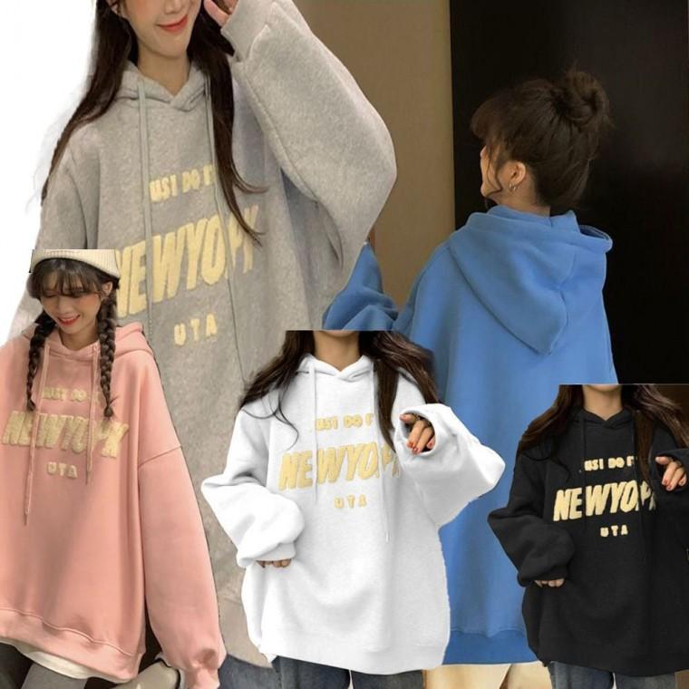 뽀글이 오버핏 여자 포인트 겨울후드 후드 기모 루즈