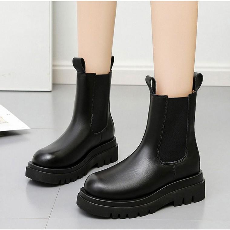 여자 하이넥 옆 밴딩 앵클부츠 워커 기모안감 편한