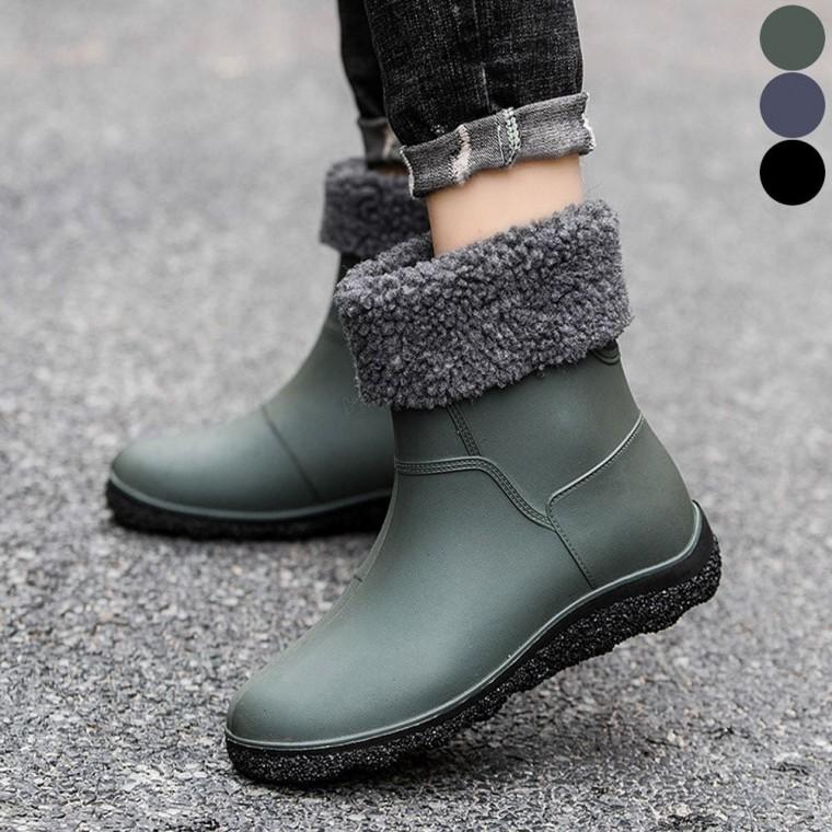 남자 기모 뽀글이 털안감 고무장화 눈오는날 레인부츠