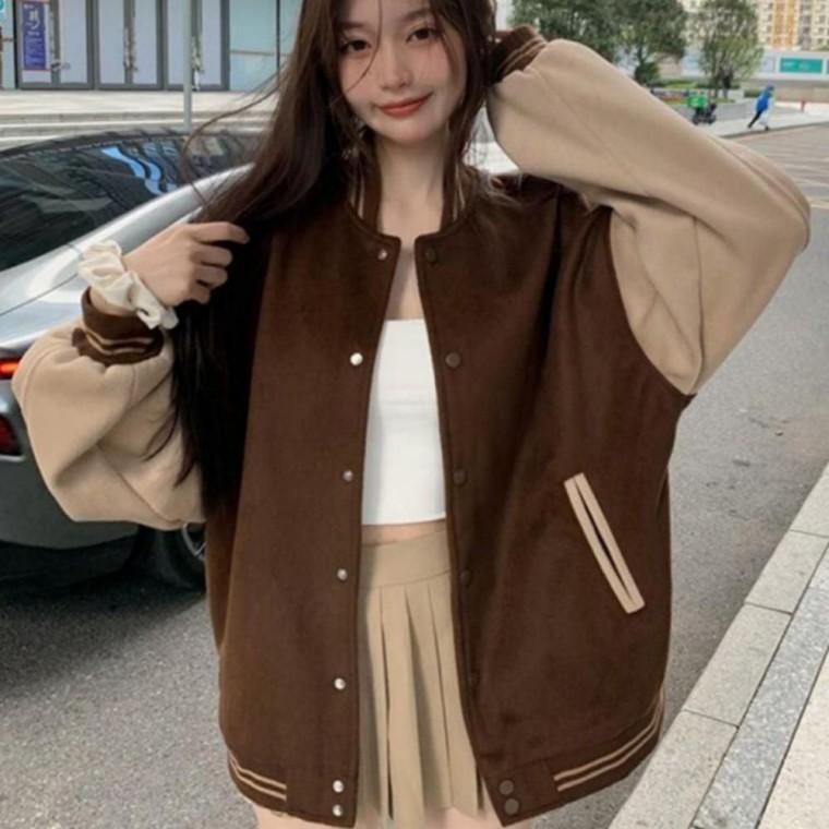 기모 야구점퍼 여자 루즈핏 캐주얼 베이직 겨울