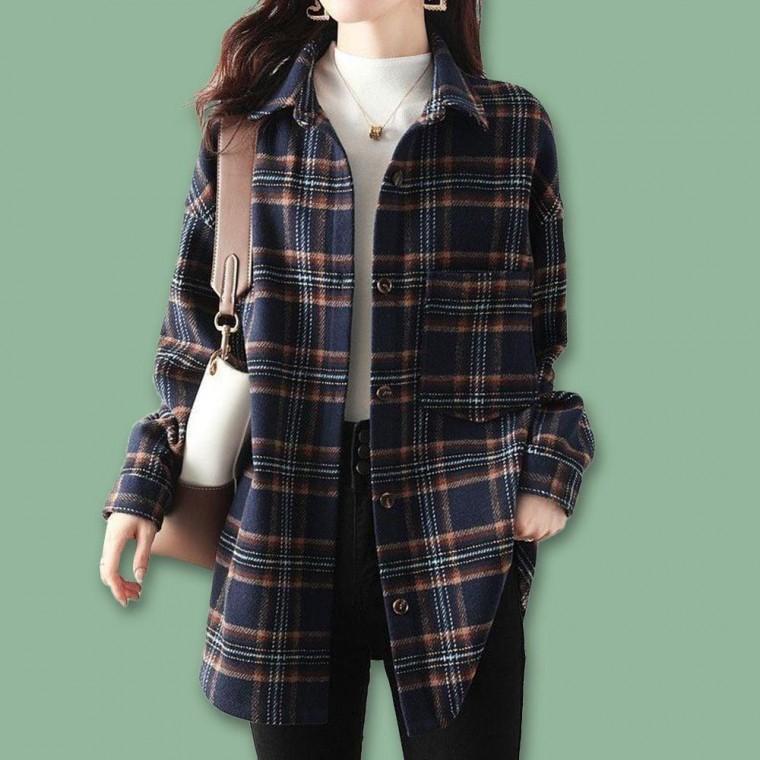 엄마옷 여성 가을 기모 롱 예쁜 체크 셔츠 여자 남방 체크남방