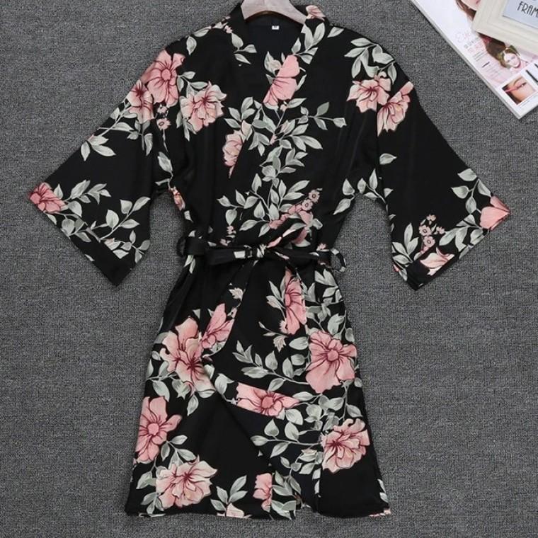 여성 샤워가운 로브 수면 골프 플라워 기모노 Free