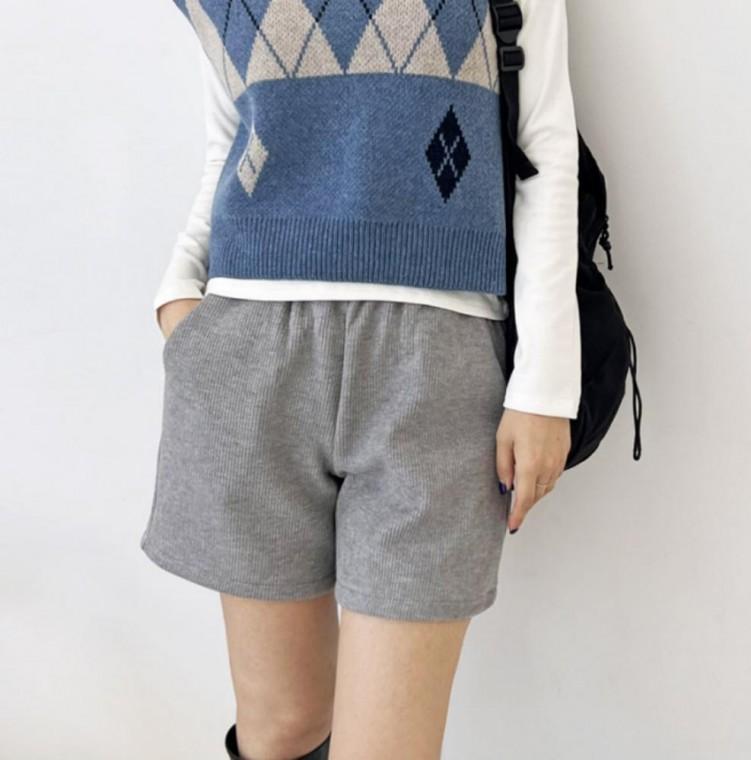 여자 포근 골덴 코듀로이 밴딩 반바지 기모