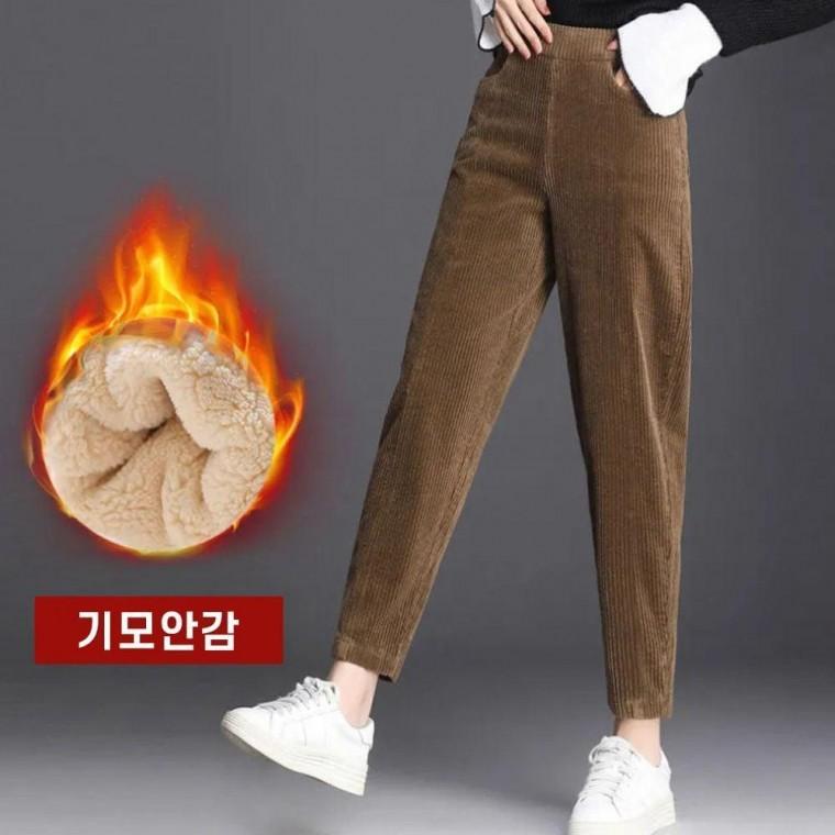 SP 일자 기모 여성 밴딩 골덴 팬츠 코듀로이 겨울