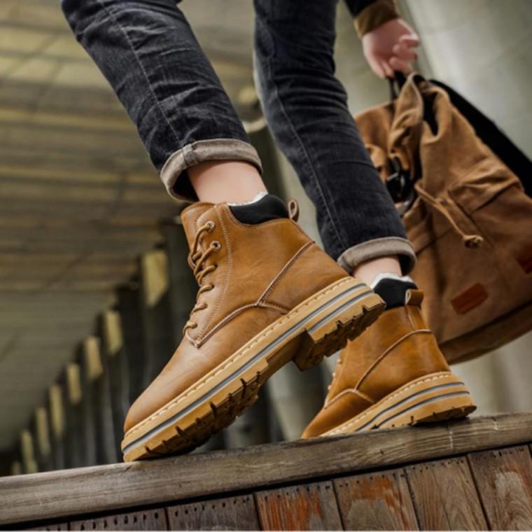 남성 클래식 패션 기모 방한 부츠 하이탑 구두 워커