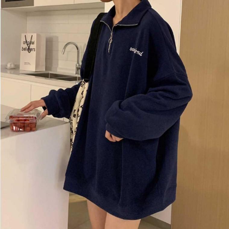 편한 기모 핏 루즈 나들이룩 반집업 외출 나들이 주말외출 주말 맨투맨