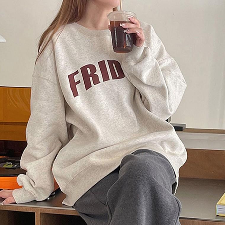 레터링 티셔츠 기모 루즈핏 여성 가을 맨투맨 봄 맨투맨티셔츠 여