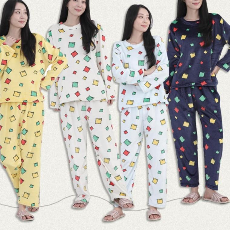 여성 잠옷 밍크 상하세트 기모 겨울 캐릭터 파자마 실내복 홈웨어 라운지 내복