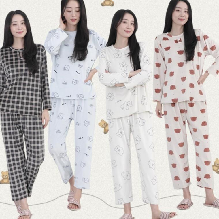 여성 잠옷 곰돌이 울트라 상하세트 극세사 체크 기모 겨울 파자마 실내복 홈웨어