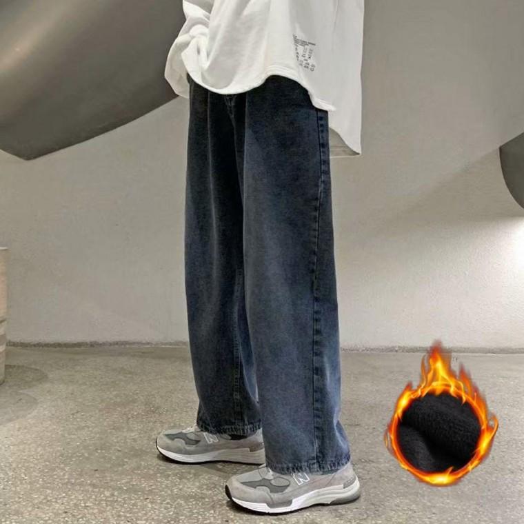 EA 남성 겨울 기모 와이드핏 청바지 데님 팬츠