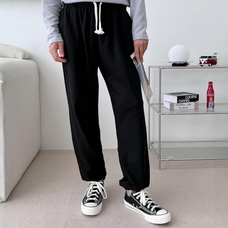 남녀공용 무지 면 조거 기모 밴딩 바지 겨울 커플바지