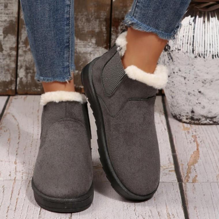 여성 따뜻한 퍼안감 옆밴딩 스웨이드 겨울 부츠 편안한 부드러운 기모 포근한