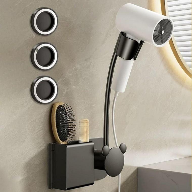 무타공 드라이기 모던 홀더 욕실 보관 걸이 정리대