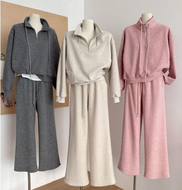 3컬러 겨울 속기모 여성 투피스세트 따뜻한 트레이닝