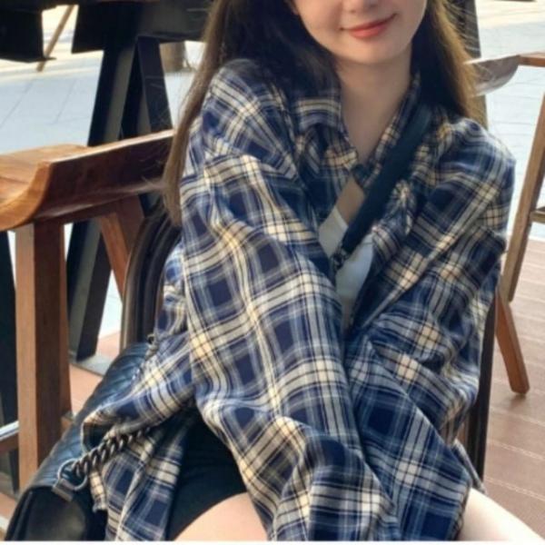 캐주얼 체크 오버 루즈 셔츠 FSF-J 0003