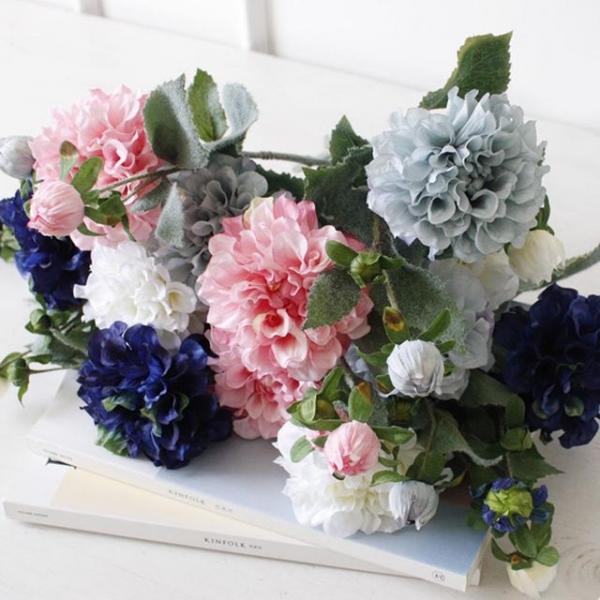 다알리아 조화꽃 장식꽃 부케 만들기 화장실 조화