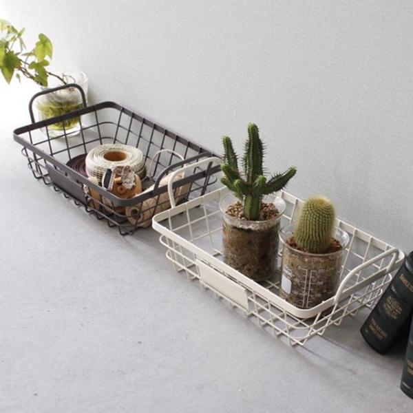 철제바스켓 양쪽 손잡이 다용도 수납 바구니 수납함