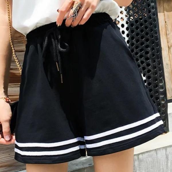 더블 라인 3부 블랙 밴딩 반바지 빅사이즈