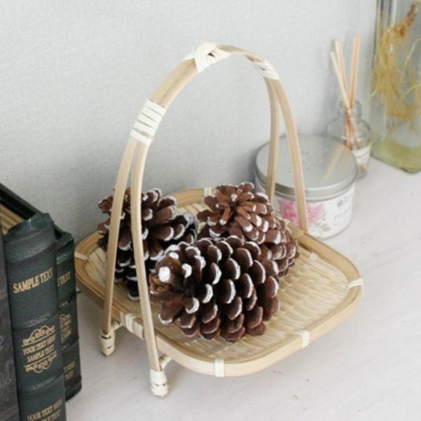 디저트트레이 1단 대나무 사각 쟁반 소품 장식 소쿠리