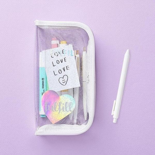 투명 홀로그램 글리터 클리어 포켓 펜 파우치 필통