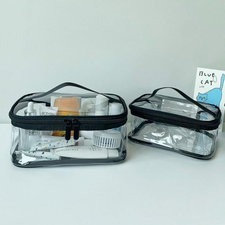 클린핸들파우치 투명PVC 대형 중형 화장품 여행 소품파우치 패션잡화 te 여행 소품 여행파우치백 여행 빅터