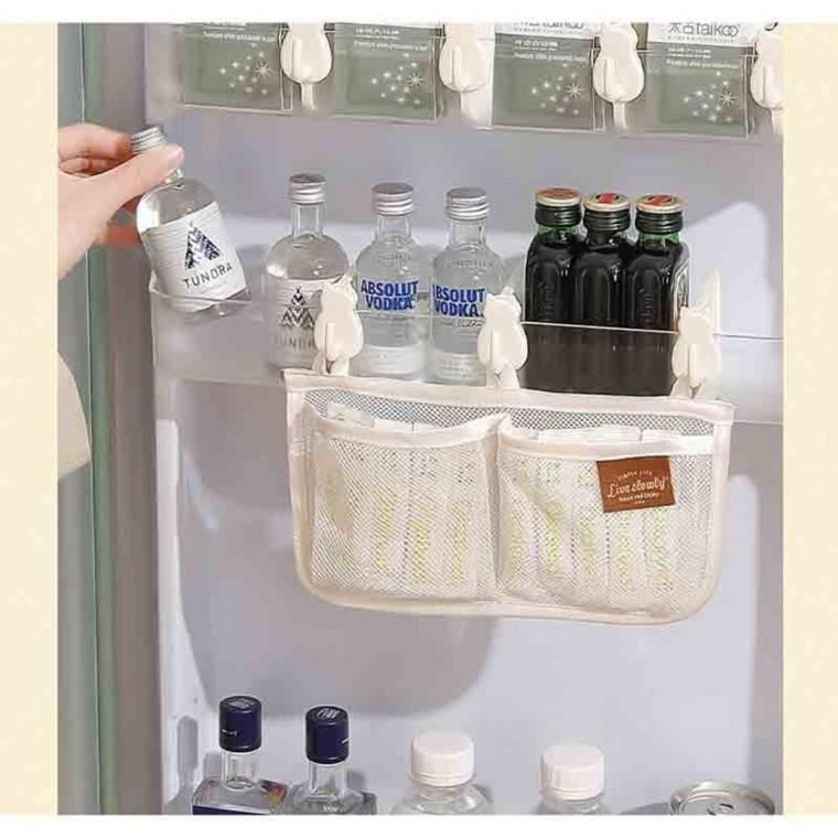 다용도 메쉬 후크형 포켓 냉장고 수납파우치 칸막이 메쉬파우치 냉