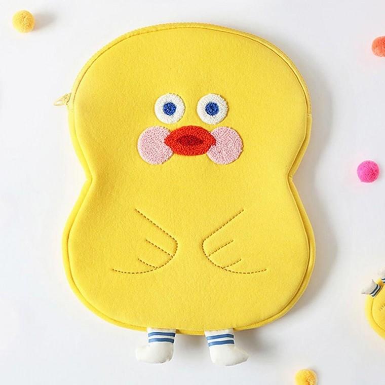 귀여운 11인치 탄탄 패드 랩탑 파우치 옐로우덕 1P 케이스