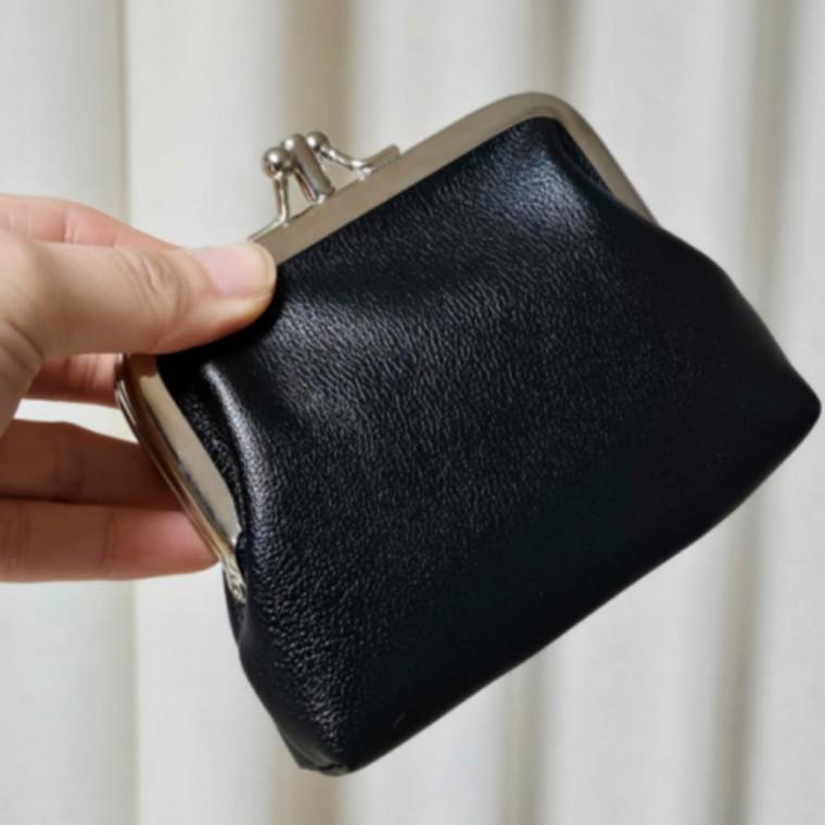 가마구치 파우치 더블 동전지갑 가죽 여성 레이어 지갑 소형 원터치