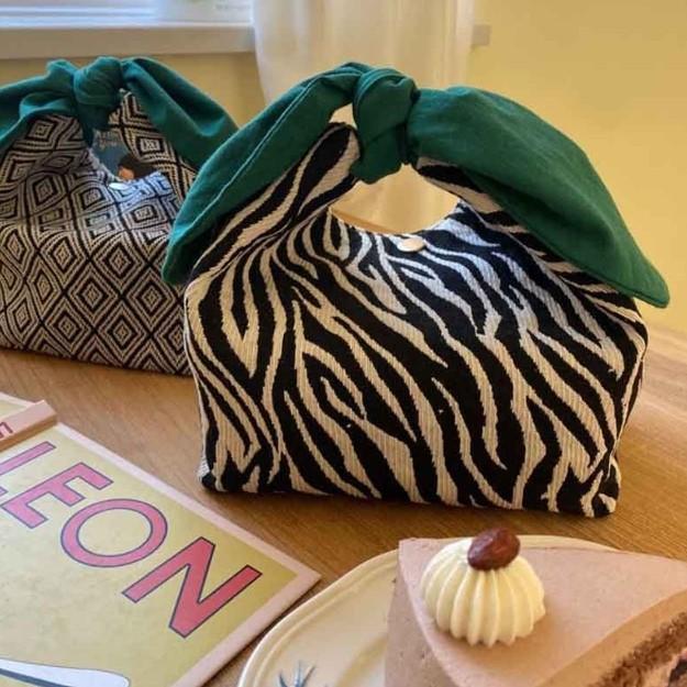 패션 도시락 가방 지브라 피크닉 직장인 런치백 파우치