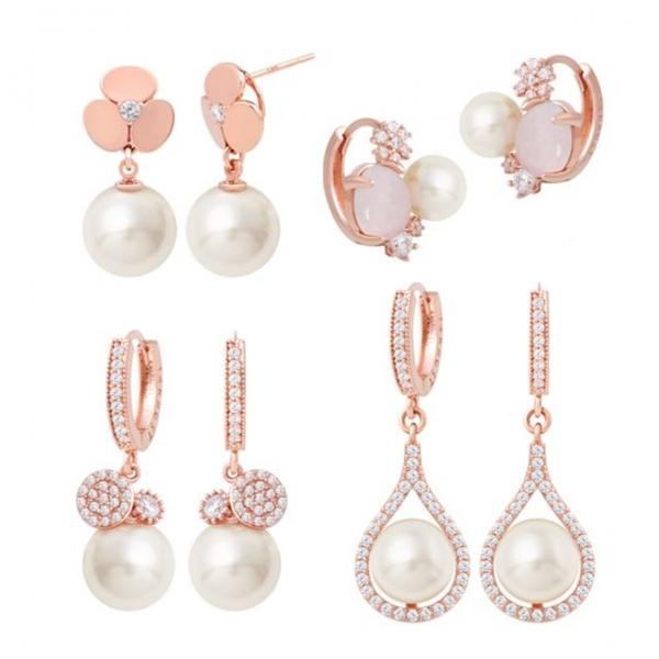 14K Gold-pin 귀걸이 로즈골드 핀 진주 이어링 택1