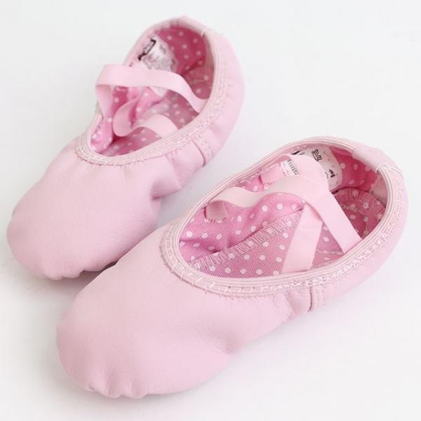 유아동 어린이 핑크 민자 PU가죽 연습 댄스 발레슈즈