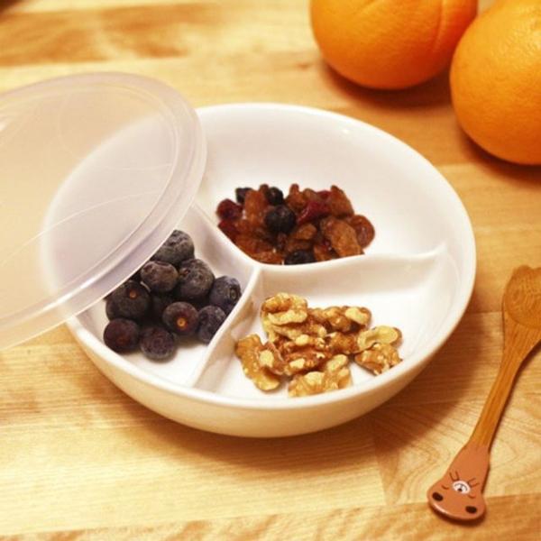 원형 삼절 뚜껑 도자기 찬기